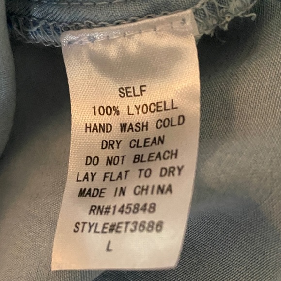 Everly Sky Blue Women's Lyocell Blouse - Picture 6 of 6